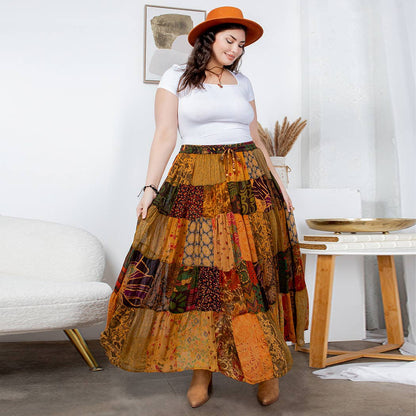 Final Sale - Rustic Bohemian: Patchwork Maxi Skirt