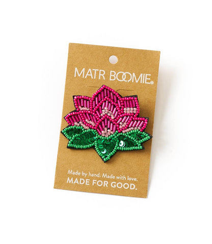 Bala Mani Beaded Lotus Brooch Pin - Handmade, Fair Trade