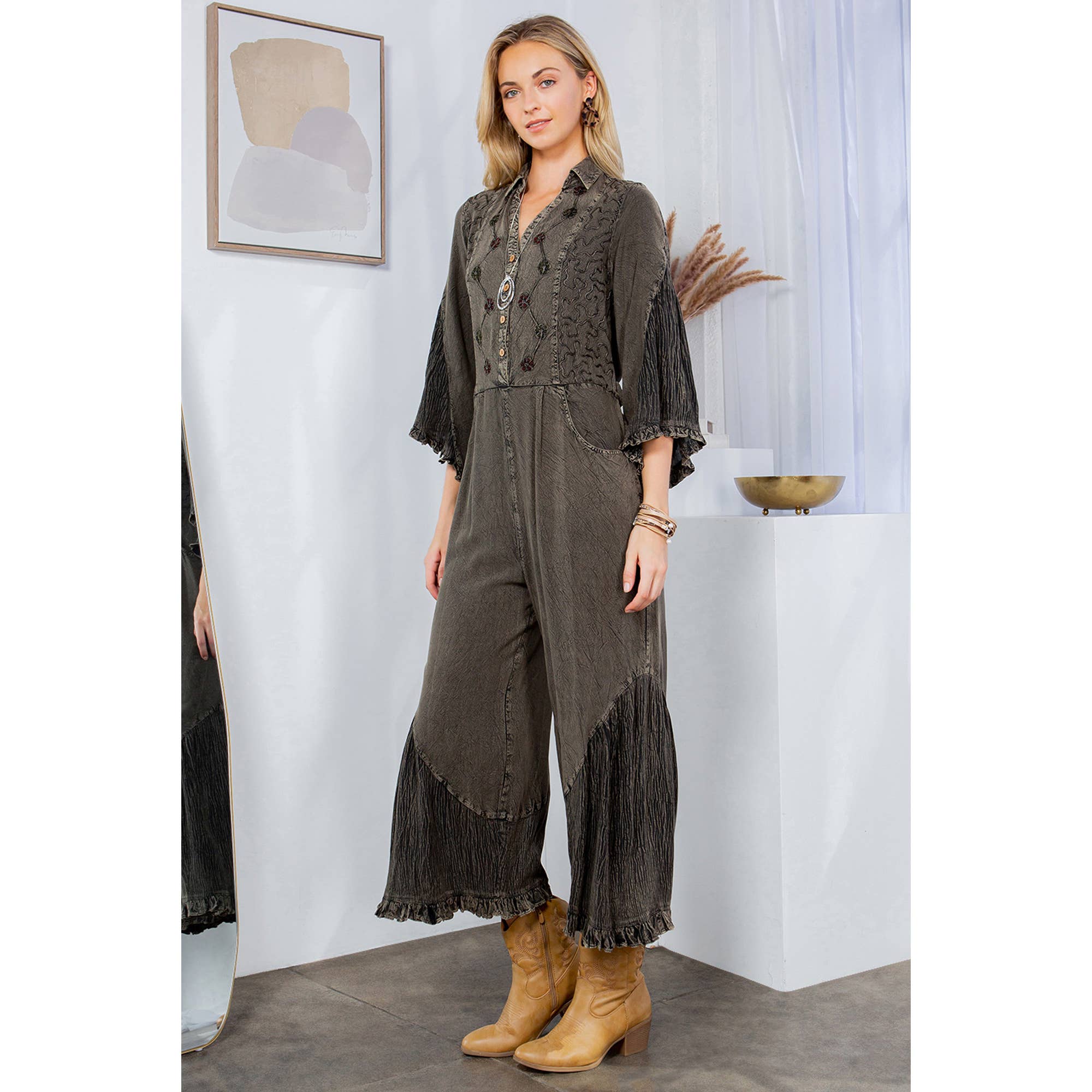 Sale - Overalls with Embroidery and Patchwork