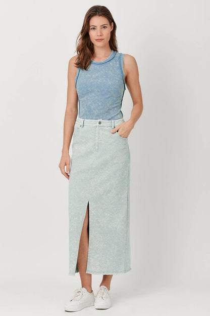 Sale - Everafter Washed Front Slit Midi Skirt