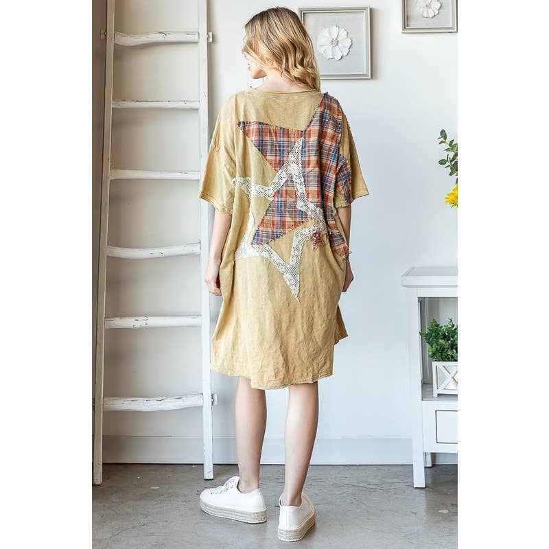 Final Sale - Easy Breezy Star Patchwork Drop Shoulder