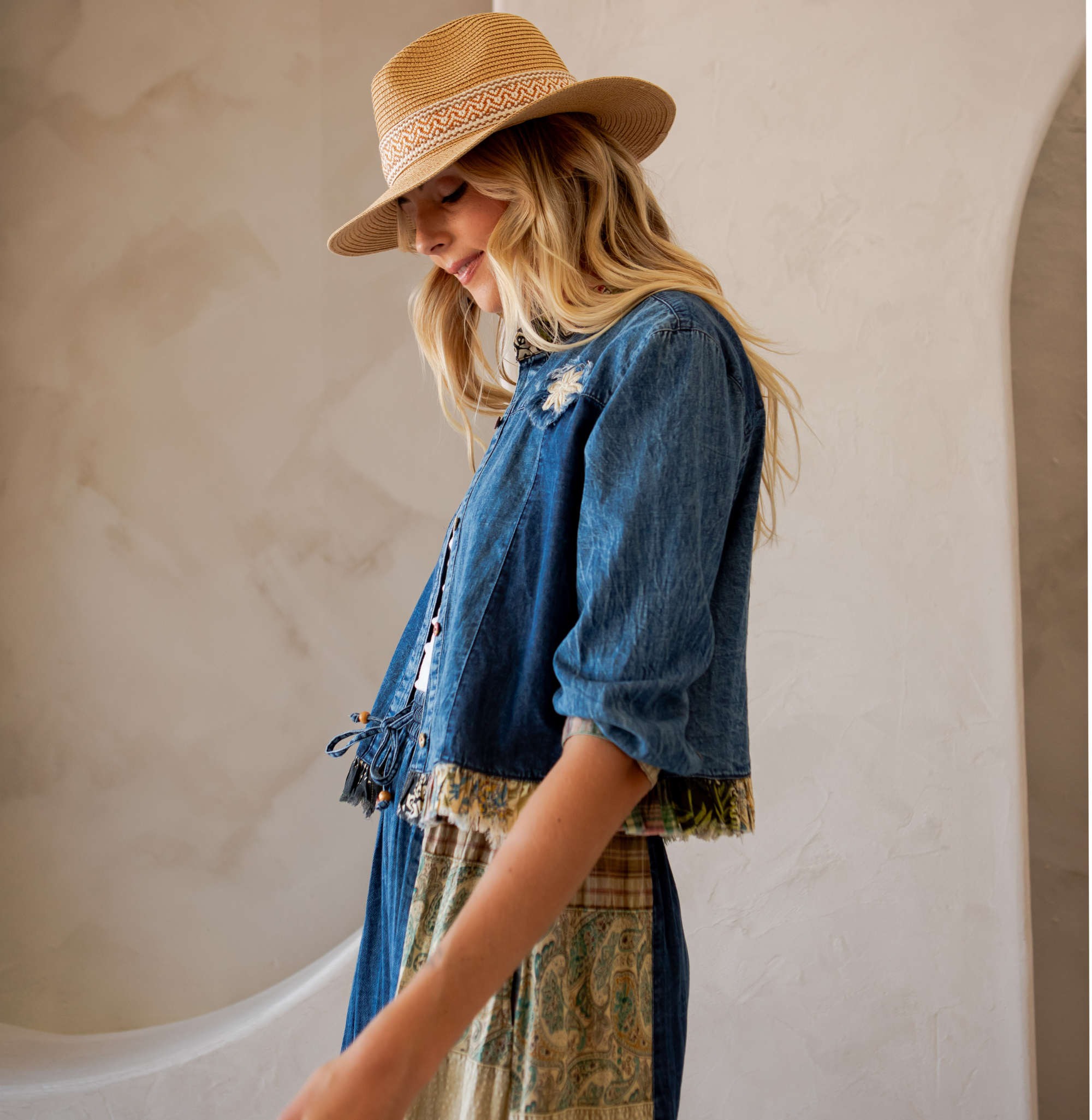 Sale - Annabelle Western Boho Chic  Patchwork Cropped Jacket