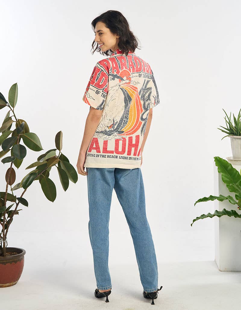 Aloha Collared Button Down Top