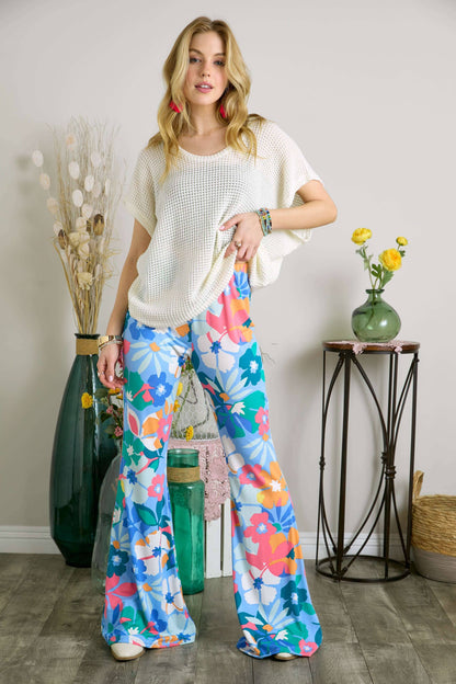 Sale - Everlane Easy Boho Pull ON Multi Print Flare Pants