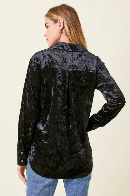 Final Sale - So Chic Boho Velvet Button Down