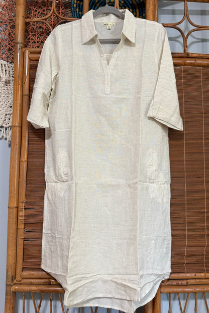 Sale - Linen V-Neck Tunic Dress