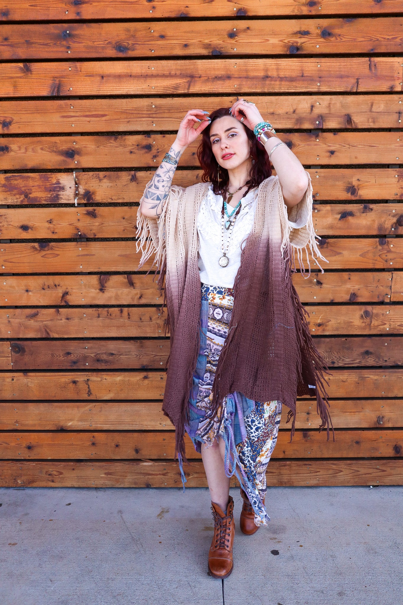 SALE Hanna Fringe Boho Fringe Ombre Vest