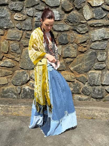 Patched About Upcycled Denim Skirt