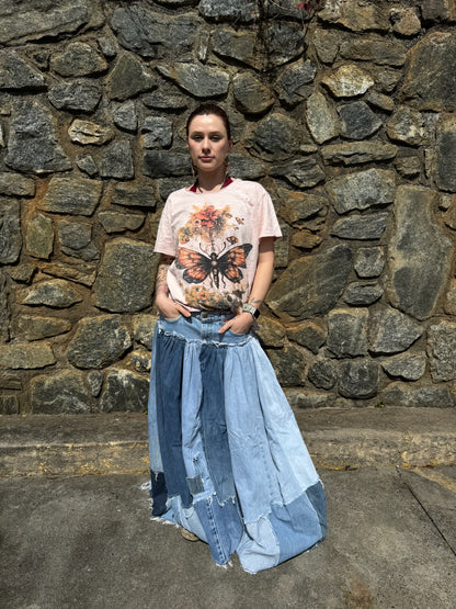 Patched About Upcycled Denim Skirt