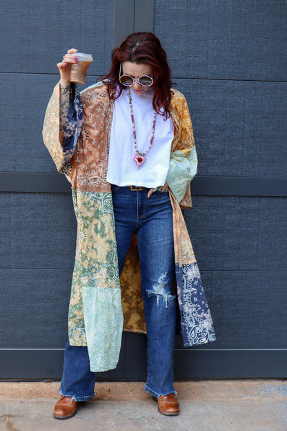 Last One Left Sale - Meadow Oaks Funky Patched Duster Jacket