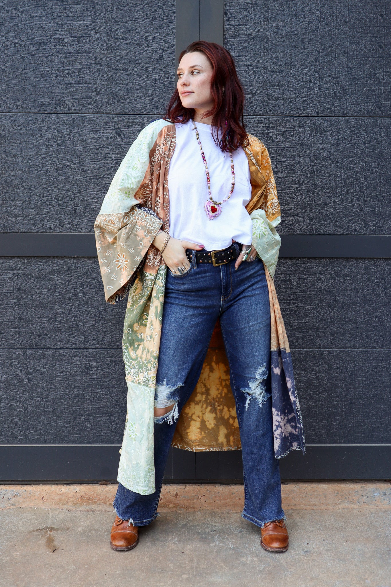 Last One Left Sale - Meadow Oaks Funky Patched Duster Jacket