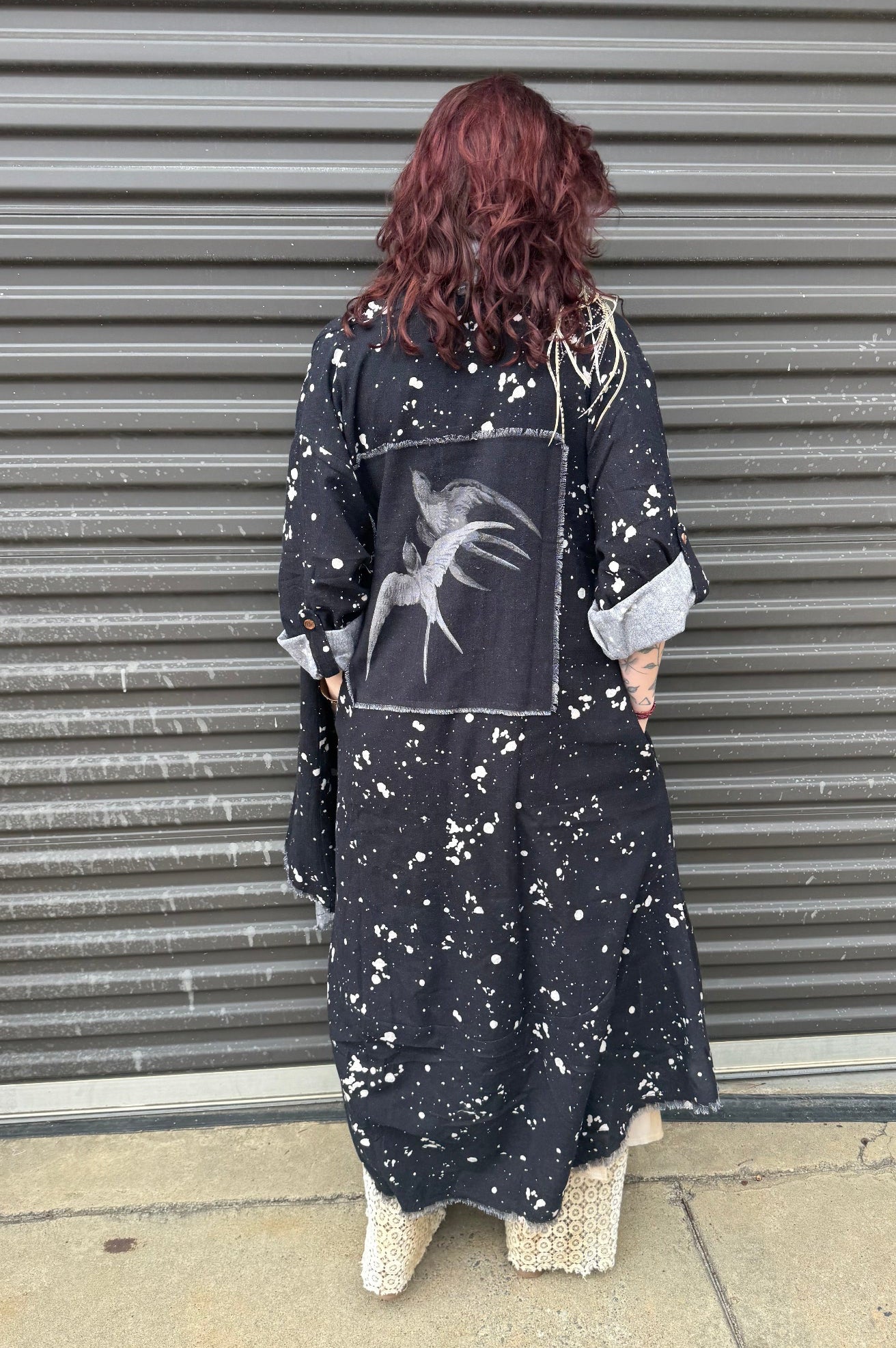 Into the Unknown Duster with Swallow Patch in Black