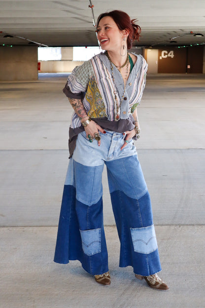 Block it Out Big Wide Leg Stretchy Denim Flare Pants