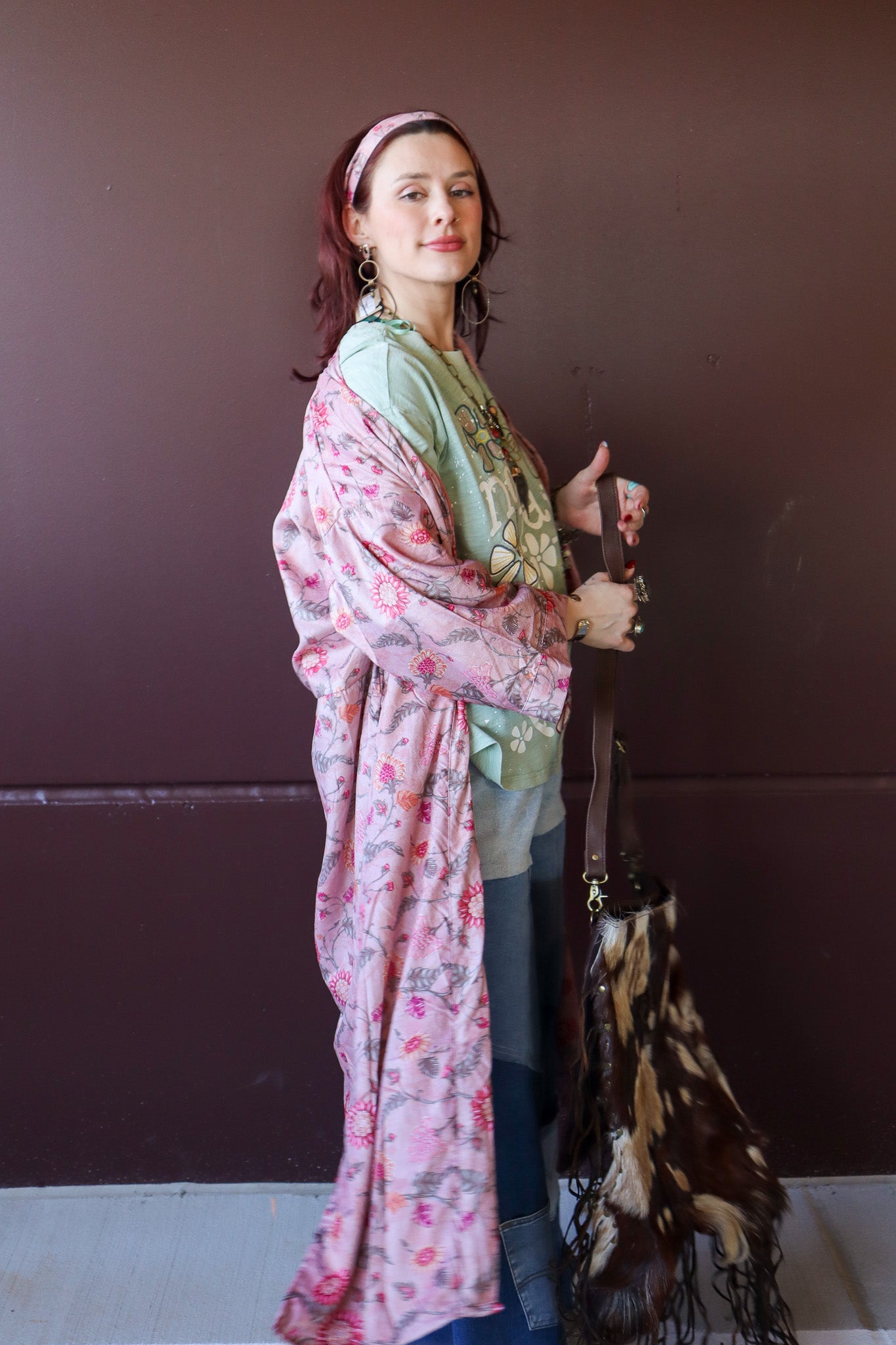 The Karma Velvet Printed Kimono w/ Tie