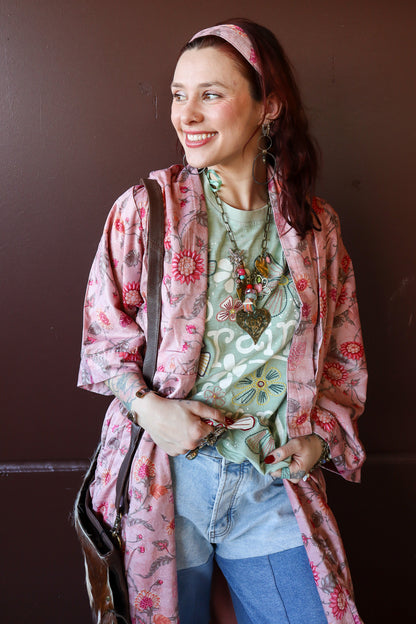 The Karma Velvet Printed Kimono w/ Tie