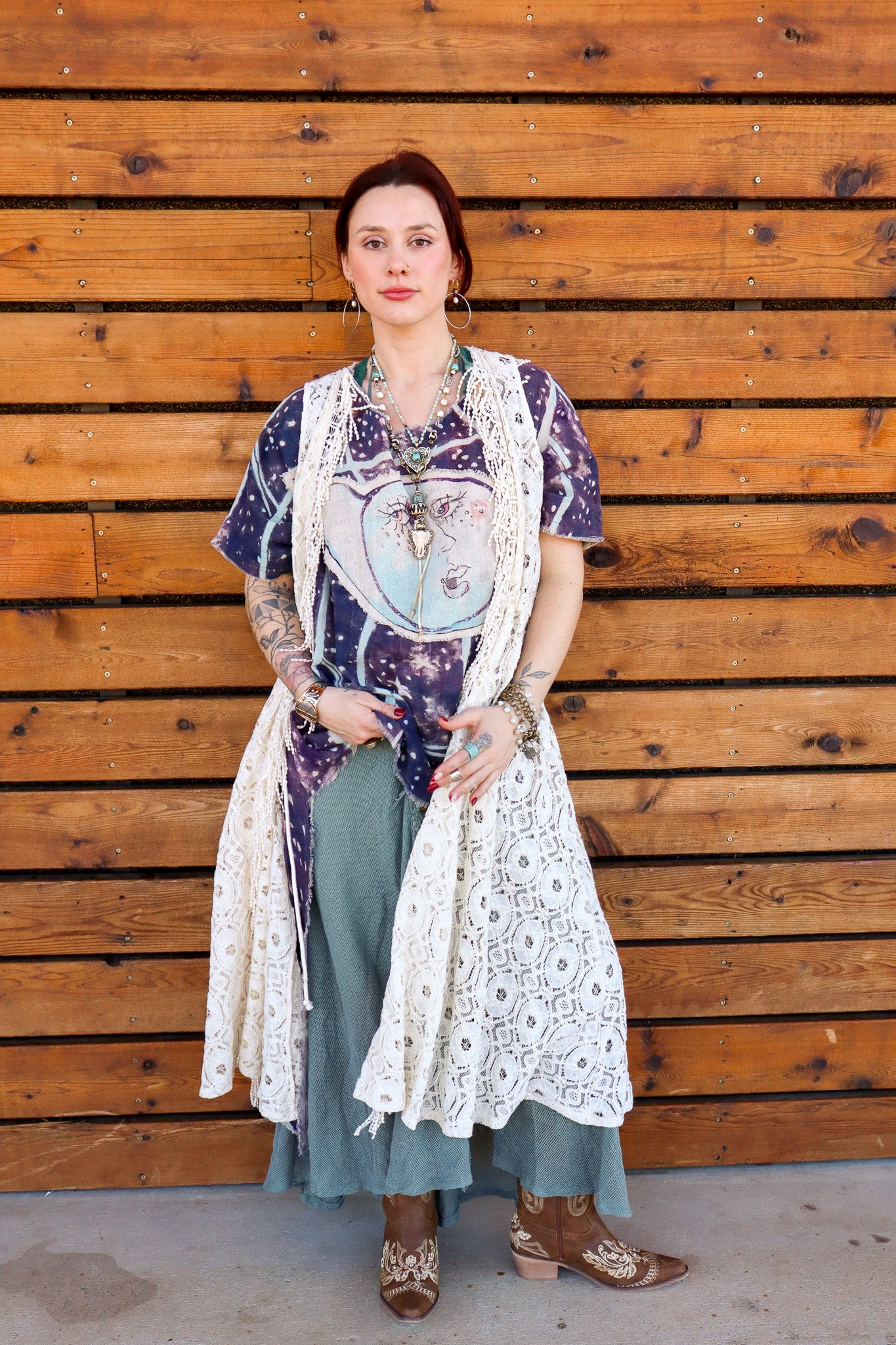 Touch the Moon Celestial Hi-Lo Tunic with Moon Patch