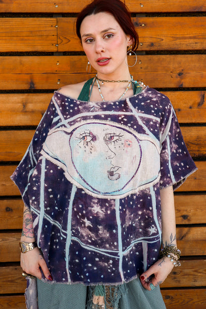 Touch the Moon Celestial Hi-Lo Tunic with Moon Patch