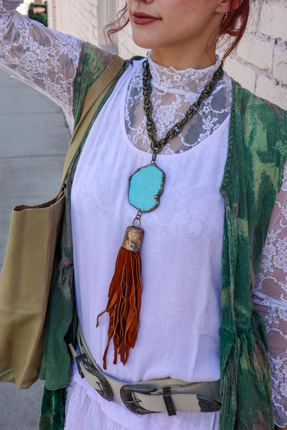 Be Bold Truker Metalized Stone Slab Accent Necklace Combo