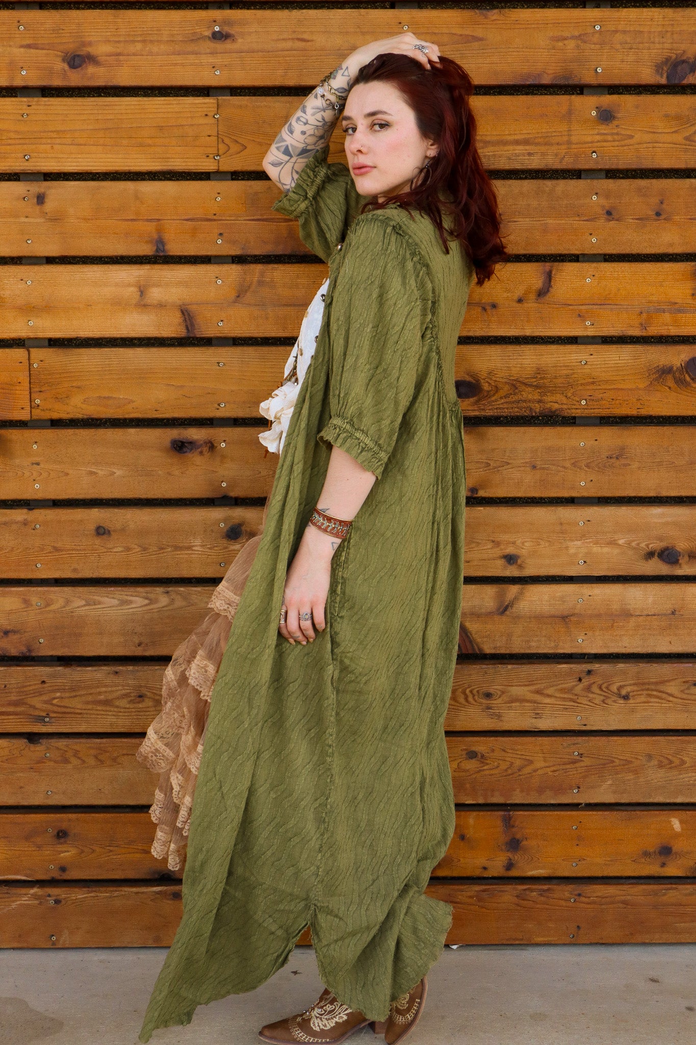 Evening Waves Duster Dress in Olive