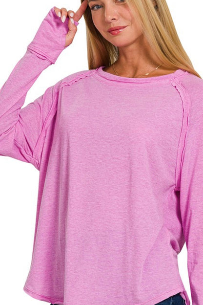 Keke Cotton Raglan Basic Long Sleeve Top