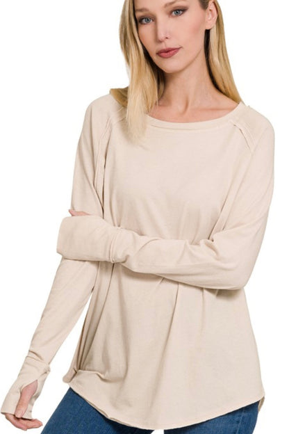 Keke Cotton Raglan Basic Long Sleeve Top