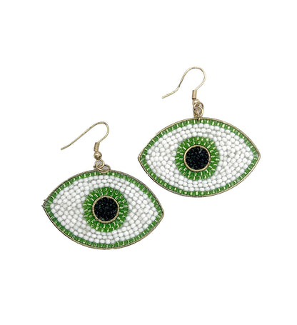 Seed Bead Evil Eye Earrings - Multiple Color Styles