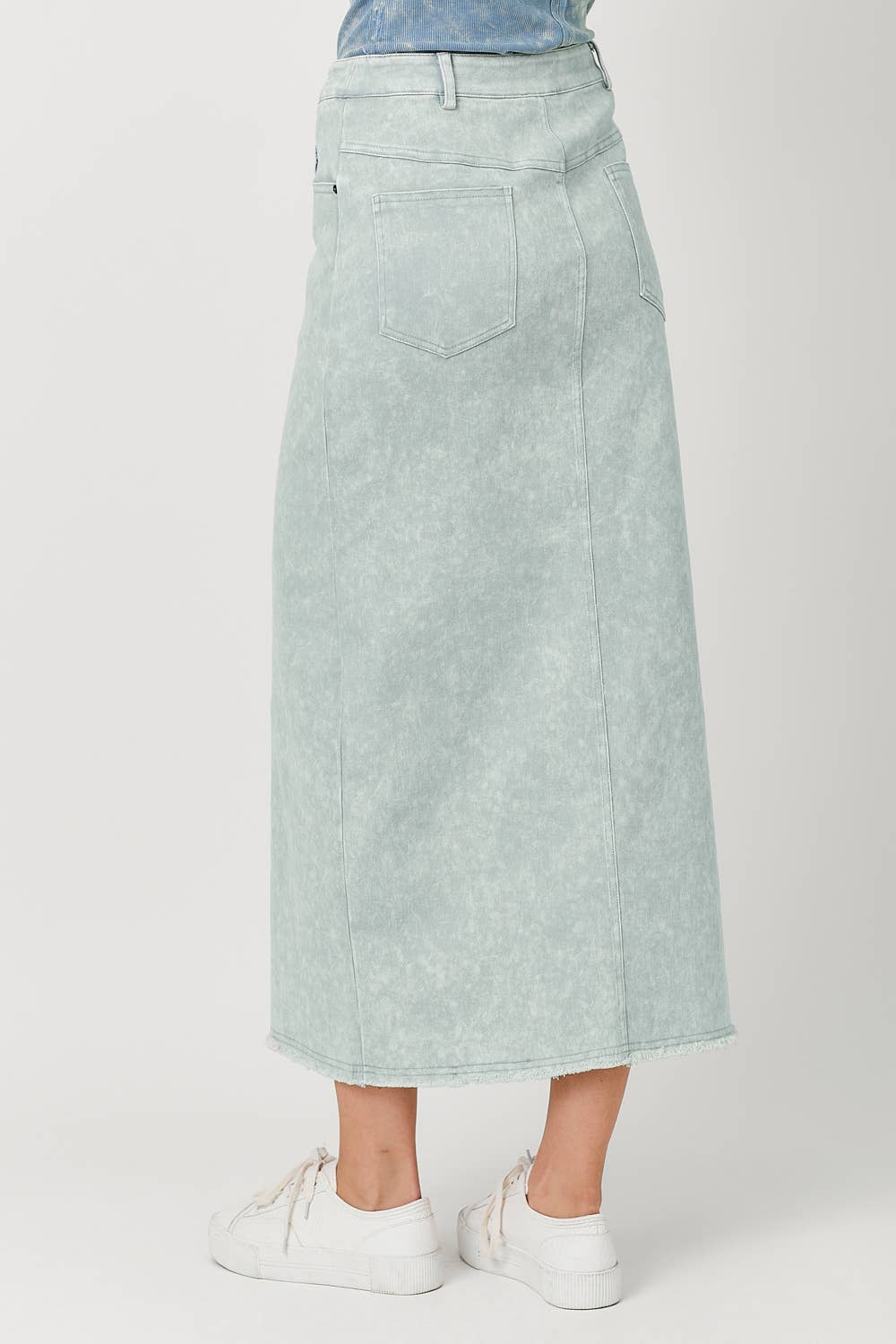 Sale - Everafter Washed Front Slit Midi Skirt