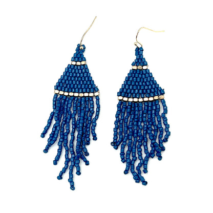 The Chandelier Seedbead Tapered Fringe Earrings Multiple Color Styles