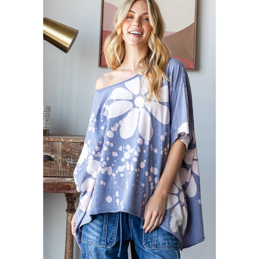 Big Dream Floral Bleached Oversized Top