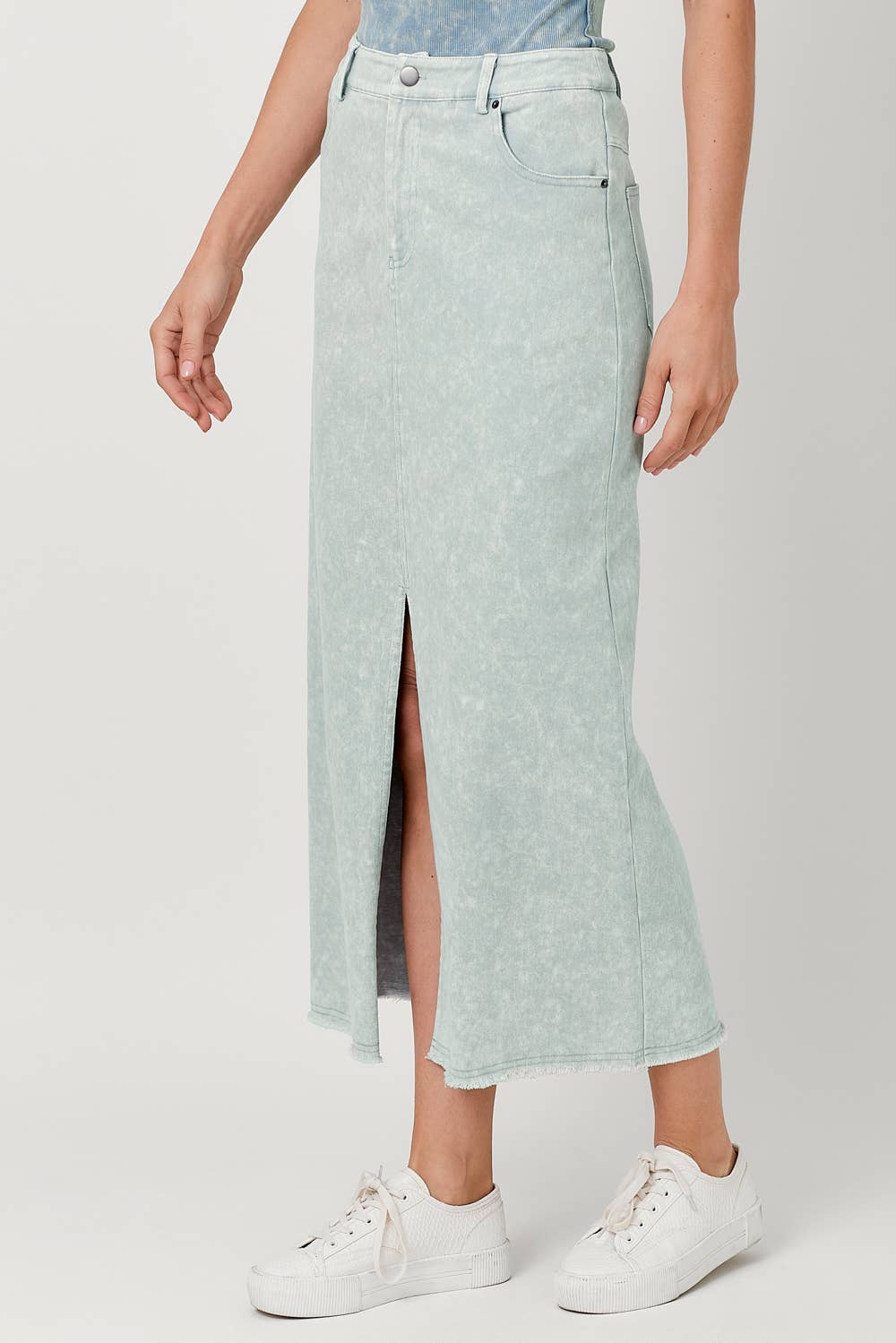 Sale - Everafter Washed Front Slit Midi Skirt