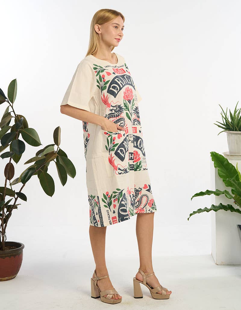 Dragon's Heart Lightweight Cotton Midi Dress