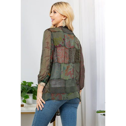 Final Sale - Western Kimono Shrug In Overdyed Mix N Match Patches