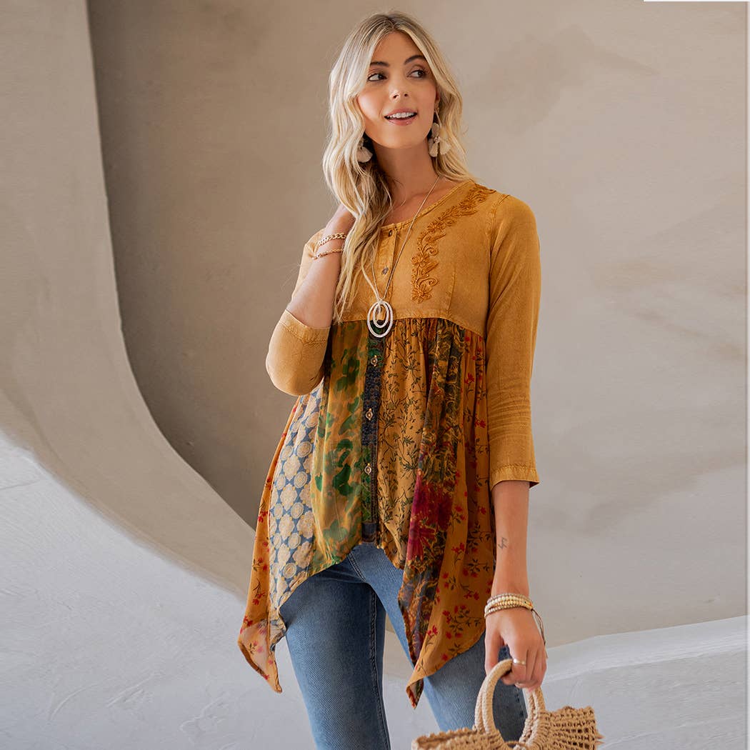 Final Sale - Rustic Bohemian: Embroidered Top