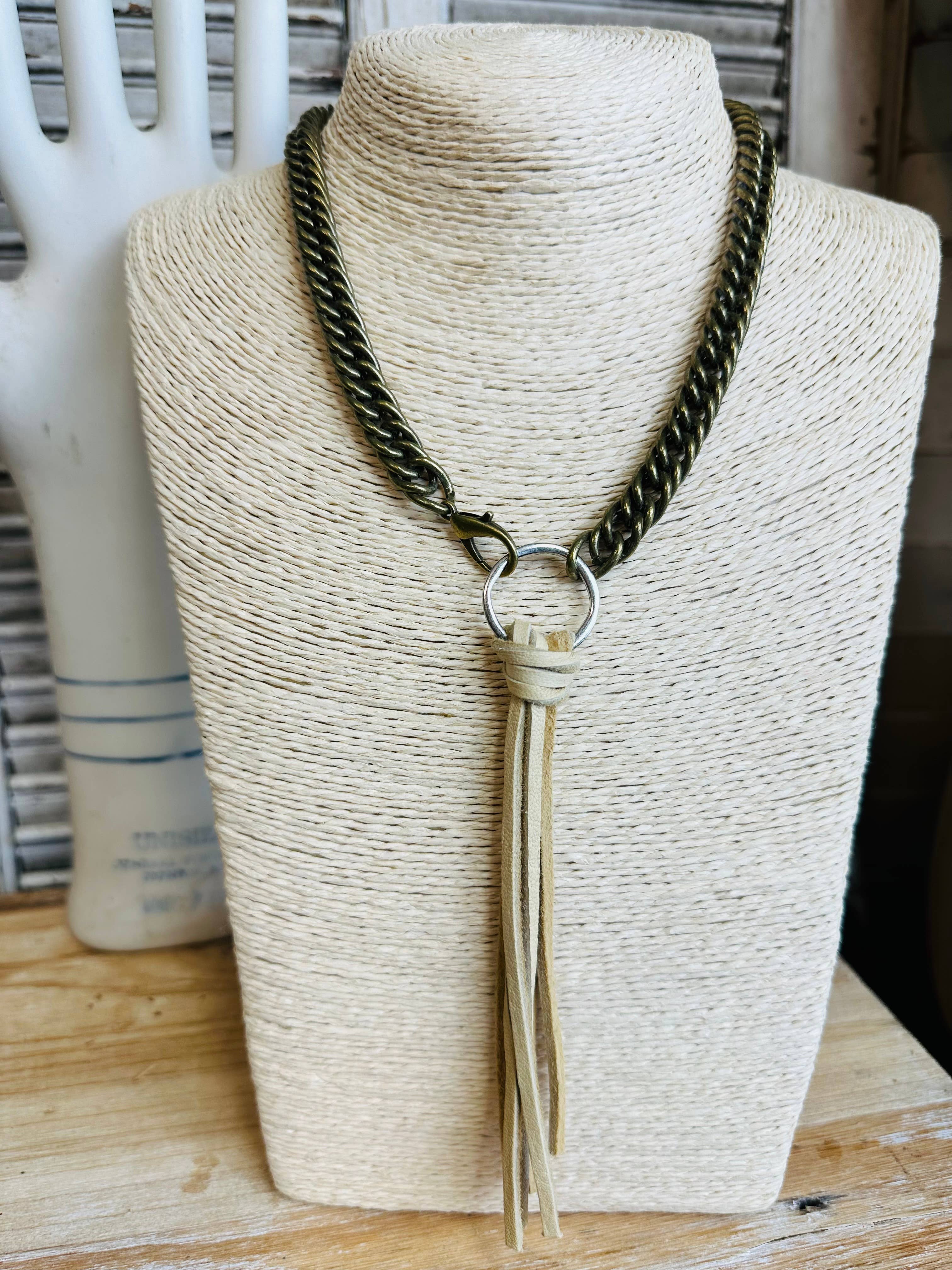 Buckskin Tassel Chain - Shortie Layering Necklace