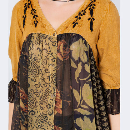 Sale - Boho Delight Overdyed Rayon V-Neck Top