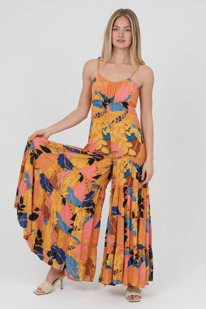 Sale - Super Trooper  Wide Leg Jumpsuit w/ Tie Straps