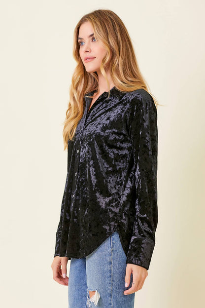 Final Sale - So Chic Boho Velvet Button Down