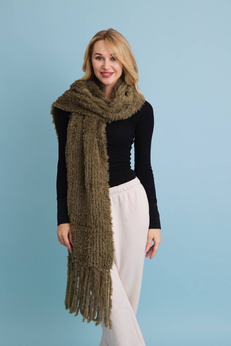 Sale - Ultra Soft Boucle Fringe Blanket Scarf