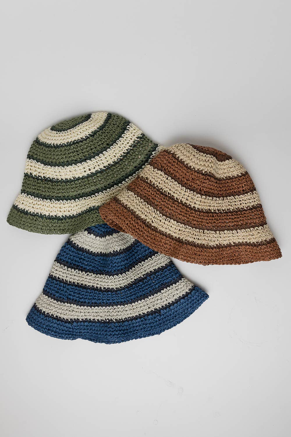 Crochet Stitched Striped Pattern Bucket Hat