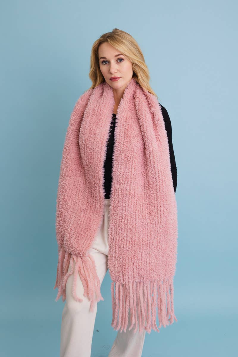 Sale - Ultra Soft Boucle Fringe Blanket Scarf