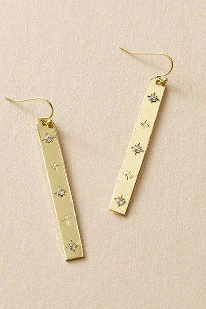 Sitara Starry Long Linear Studded Earrings - Gold