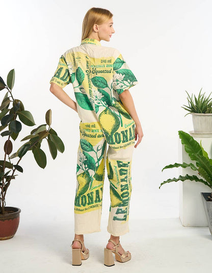 Sour Lemon Printed Shirt Overall