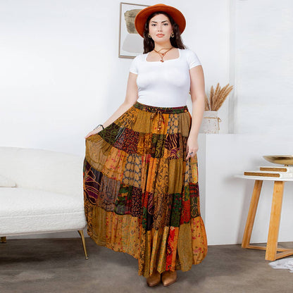 Final Sale - Rustic Bohemian: Patchwork Maxi Skirt