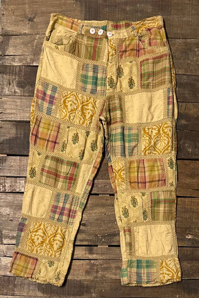 The Sunshine Traveling on Pants in Golden Plaid