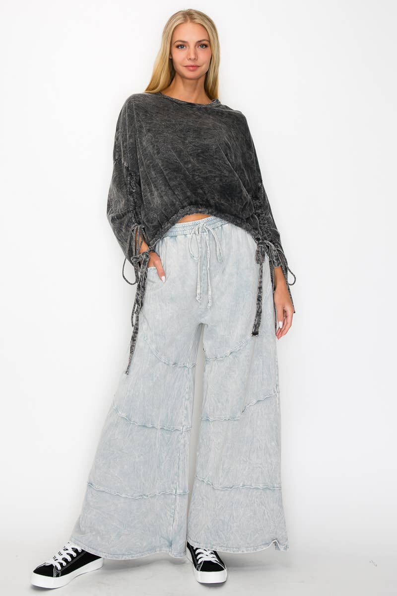 Sale - The Heather Mineral Washed BOHO Drawstring Sweatshirt