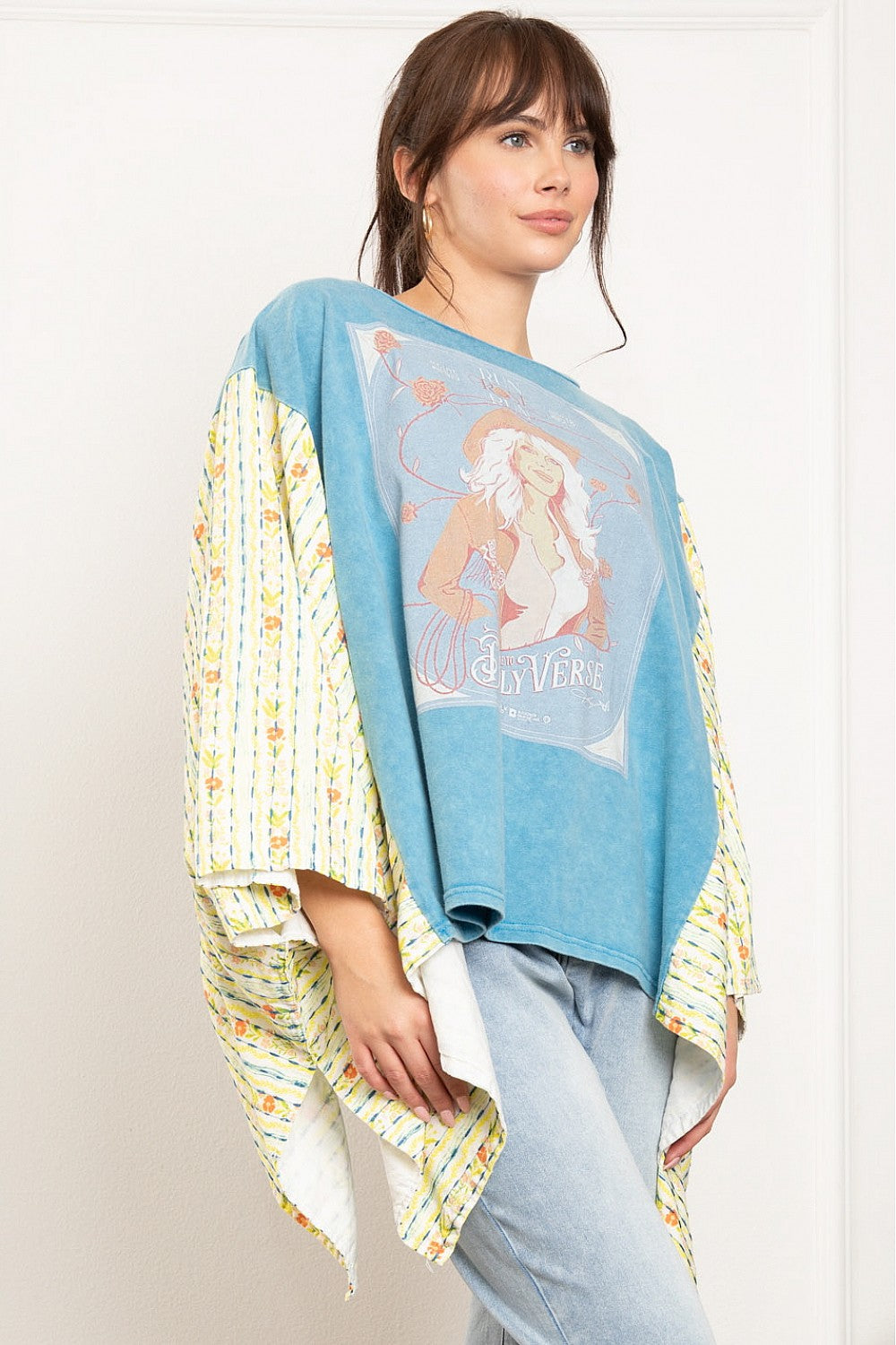 Dolly My Pardon ~ Dolly Parton Graphic Print Top with Wing Sleeves