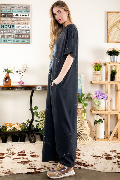 Just a Woman Short Sleeve Layering Maxi T-Shirt Dress