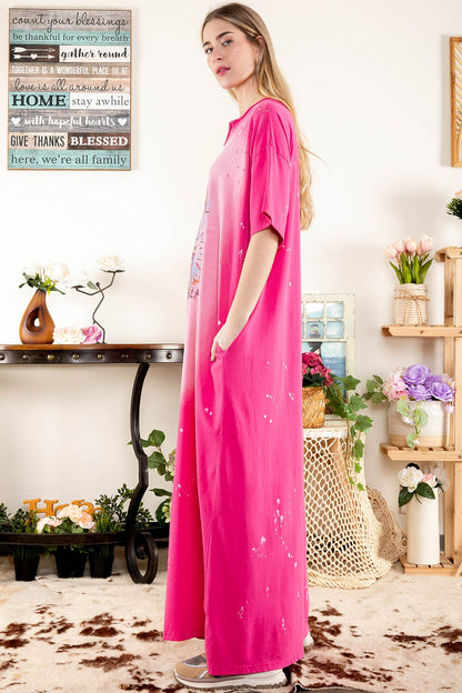 Just a Woman Short Sleeve Layering Maxi T-Shirt Dress