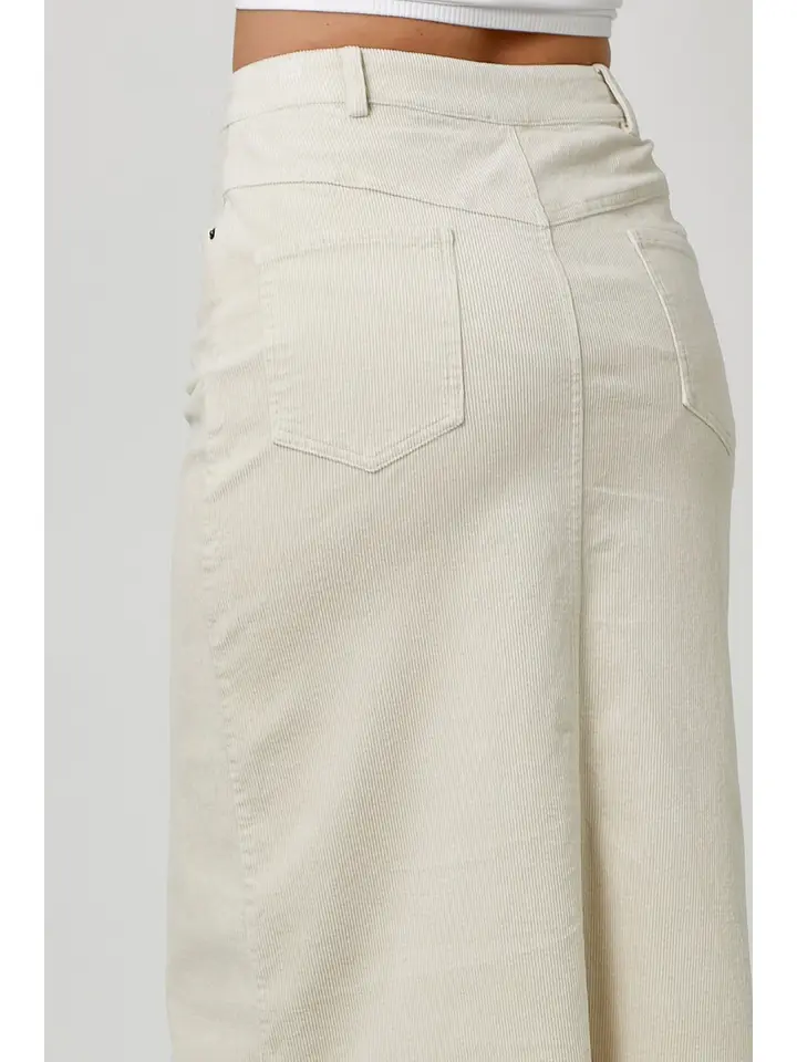 Sale - The Everest Washed Front Slit Corduroy Skirt