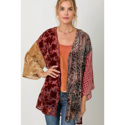 Final Sale - Victoria Effortless Mixed Print Burn-Out Kimono